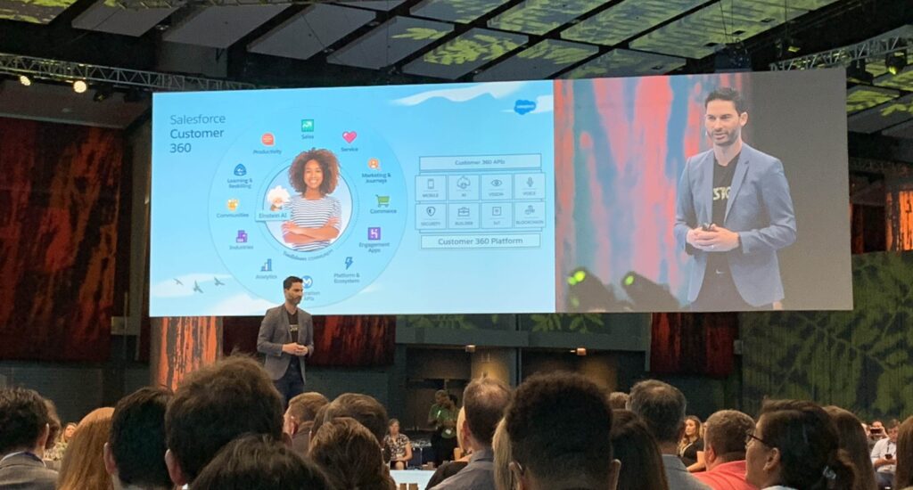 Data Management Commerce, Marketing, Service, Sales and Community Cloud during Salesforce Connections 2019. 