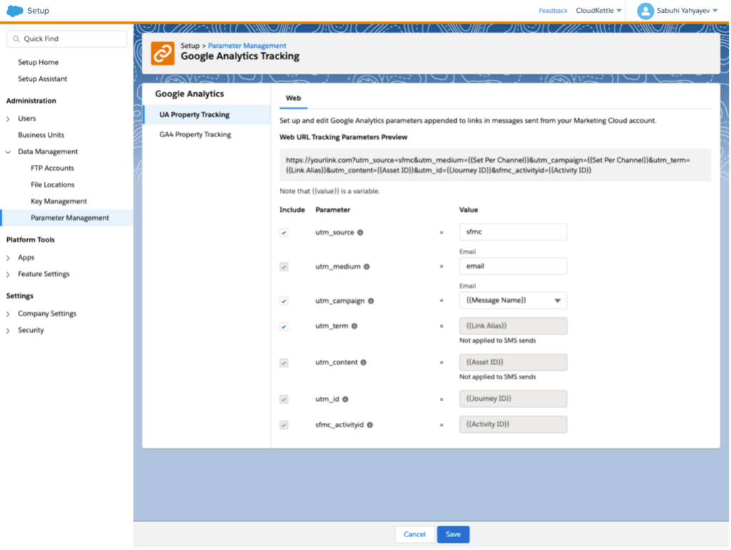 Salesforce Marketing Cloud - Google Analytics Tracking 