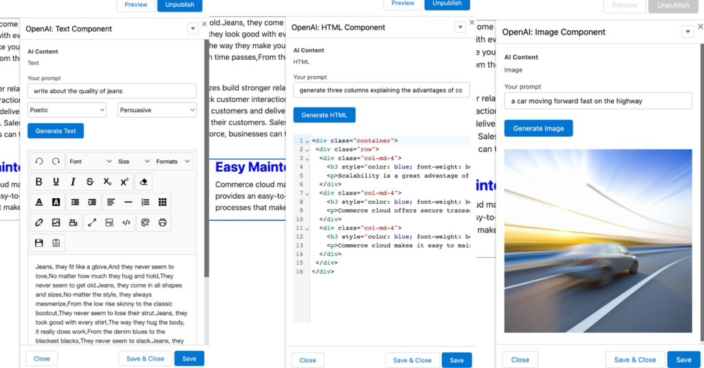 OpenAI in Salesforce Commerce Cloud Page Designer