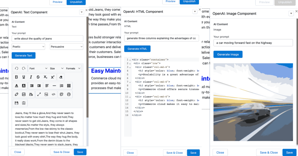 OpenAI in Salesforce Commerce Cloud Page Designer